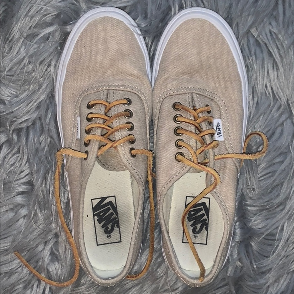 Sand Colored Vans with Leather Laces